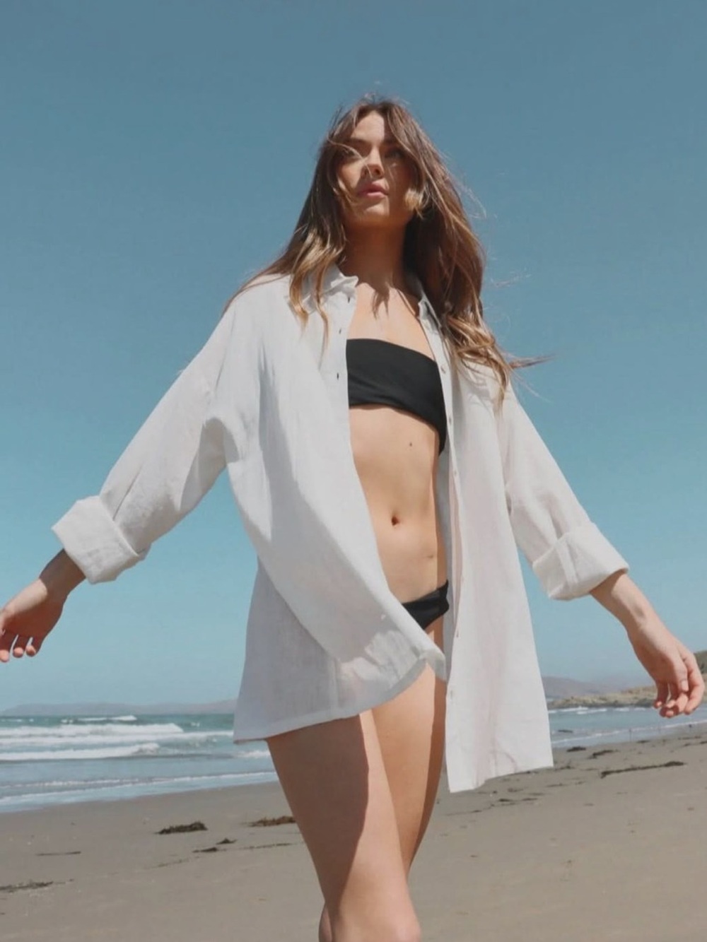 Lost + Wander Linen Blend Dreaming Of Kona Button Down Shirt Cover Up Small